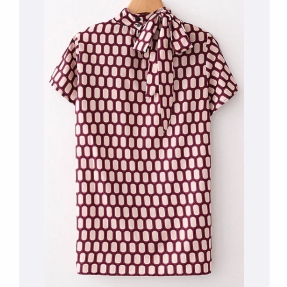 Zara peach oval-print blouse